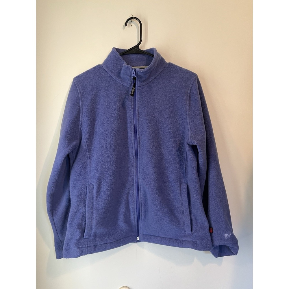 Woolrich Full Zip Fleece Jacket Purple Womans Size Medium Logo Classic‎ Outdoors